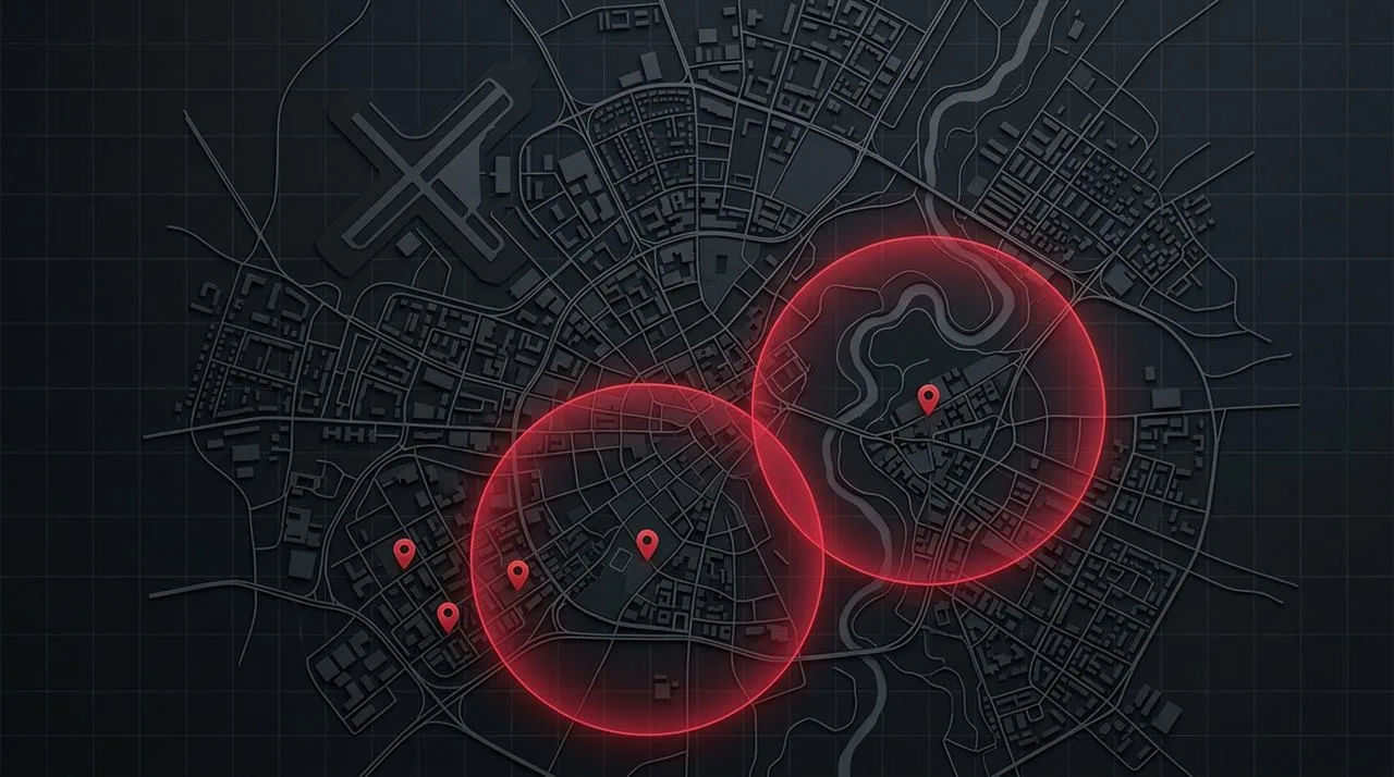 Meta Ads Agentur – Kartenansicht mit Umkreis-Targeting rund um Neufahrn, Freising und den Münchner Norden
