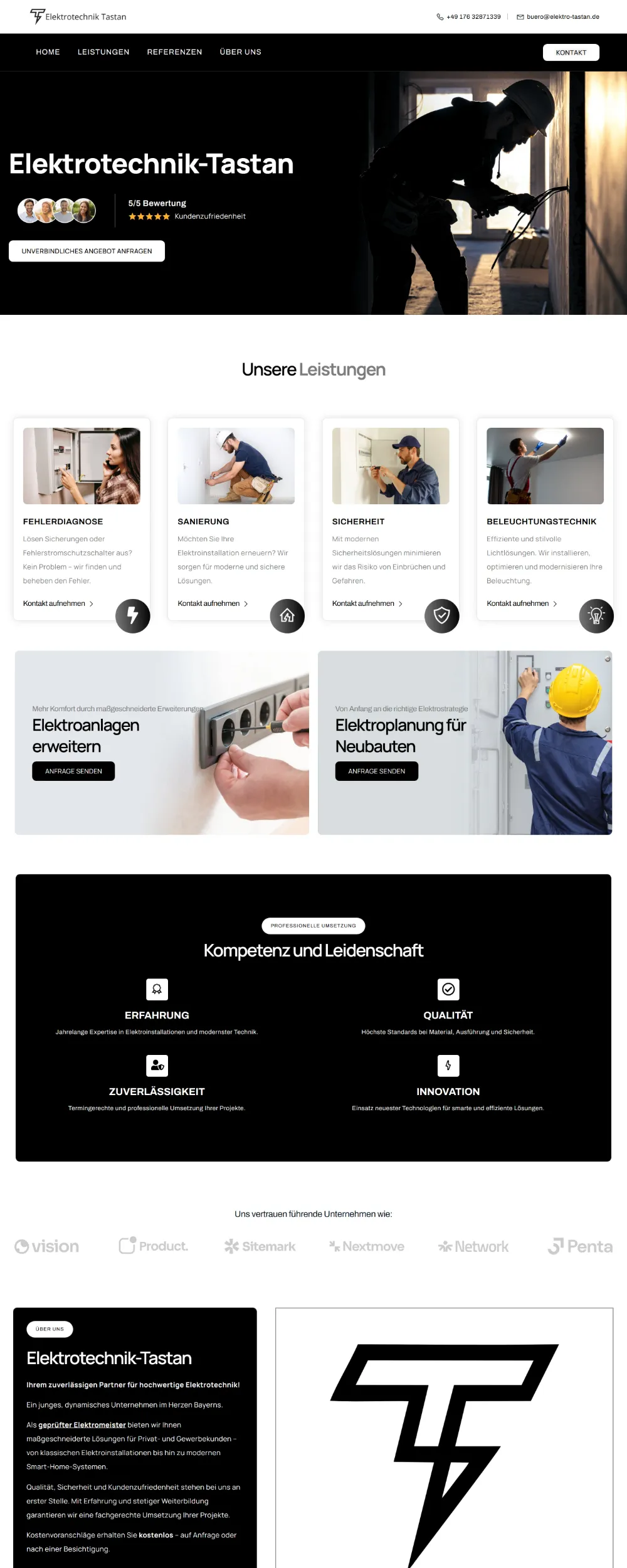 Website von Elektrotechnik Tastan GmbH, Elektromeisterbetrieb in Neufahrn bei Freising