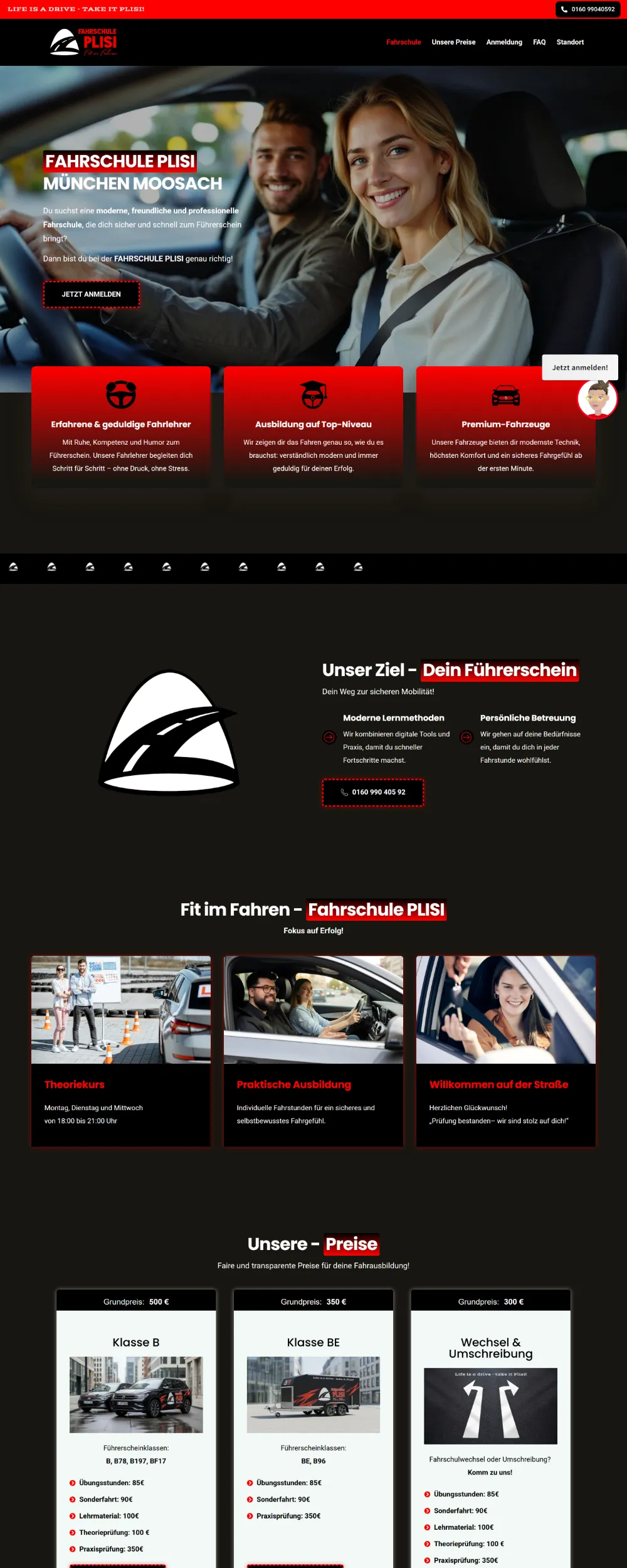Website der Fahrschule Plisi in München-Moosach