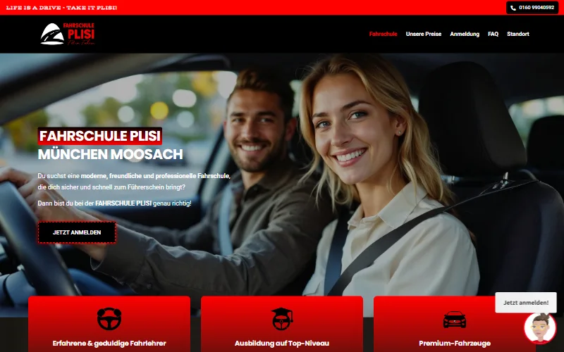 Website der Fahrschule Plisi München-Moosach