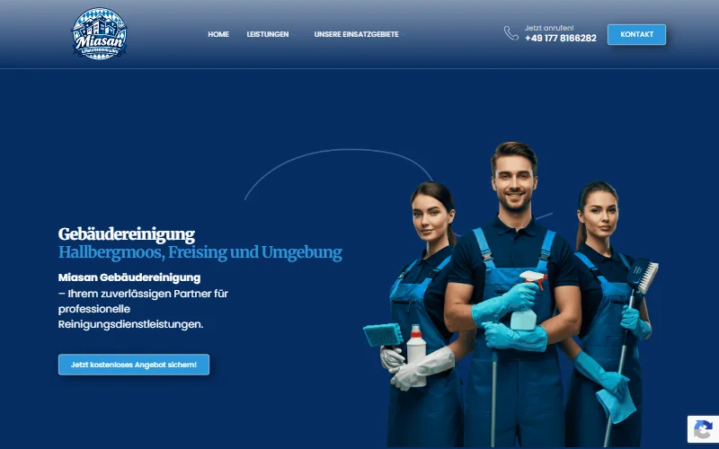 Website der Miasan Gebäudereinigung Hallbergmoos bei Freising